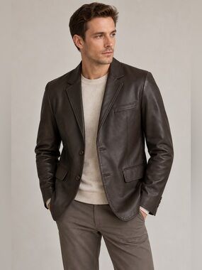 LeatherCult Dark Brown Napa Leather Blazer 36R